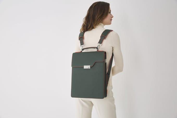 Evan Red London Backpack - Groen - Leer - Rugtas