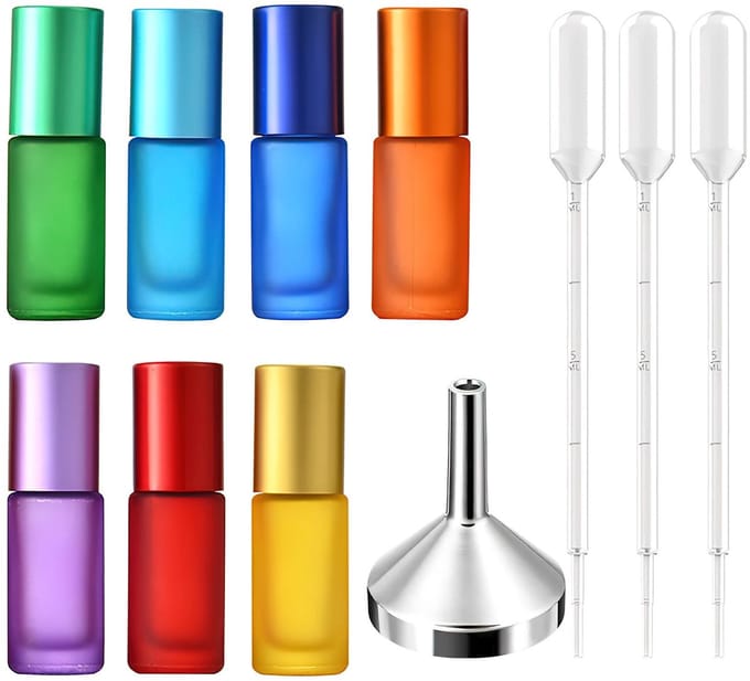 Dailygoods- Rollerfles 5 ml - 7 Stuks - Glazen Fles - Met Roestvrij