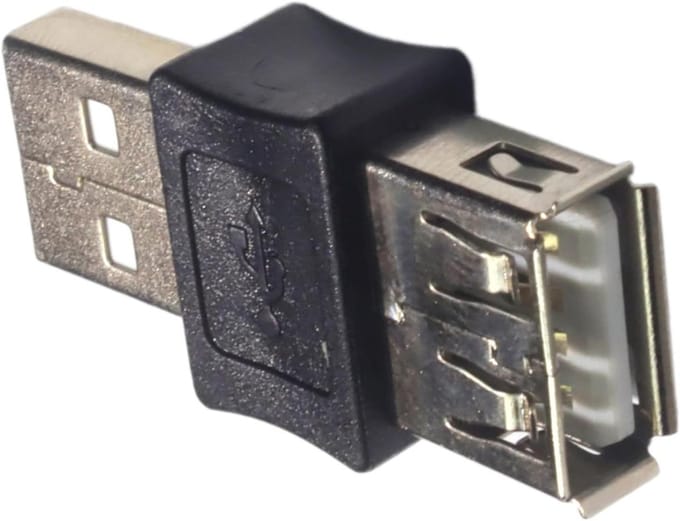 USB Adapter - Koppelstuk Rechte Connector - Data Uitbreiding - Gestroomlijnd Kabelbeheer - 6 x 3 x 2 cm - Zwart