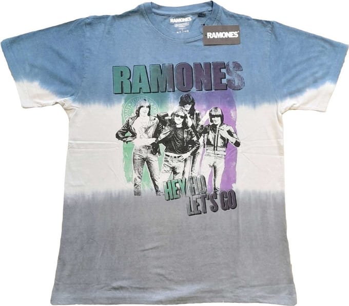 Ramones - Hey Ho Retro Heren T-shirt - S - Blauw/Grijs