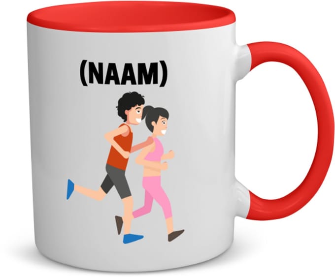 Akyol - hardloop met eigen naam koffiemok - theemok - rood - Hardlopen - hardloper - sport - 350 ML inhoud
