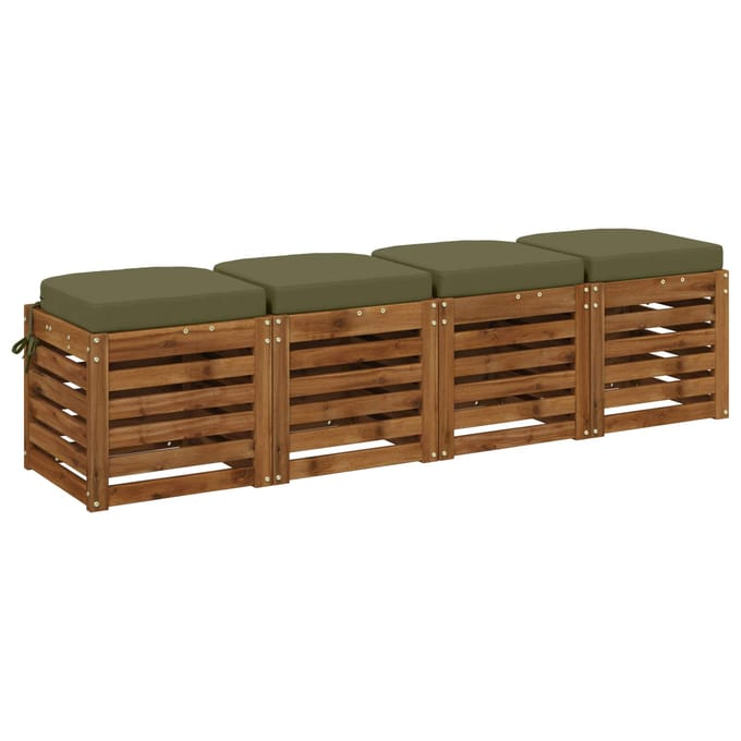 vidaXL - 4-delige - zitkussens - SOEST - 4 - pcs - 100% - Polyester - Olijfgroen