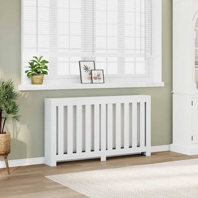 Witte Radiatorombouw 149 x 20 x 82 cm Materiaal op Houtbasis