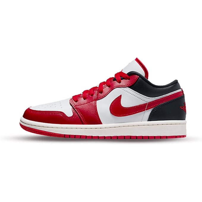 Air Jordan 1 Low Damesschoen, 43, Wit/Zwart/Sail/Gym Red