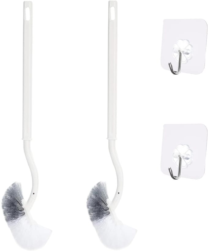 Dailygoods - Set van 2 Toiletborstels met Gebogen Handgreep voor Dieptereiniging