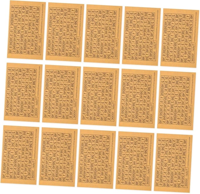 20 Vellen Spaarvarken Stickers voor Budgettering en Geldbesparing - Nummer Stickers in Lichtbruin Papier