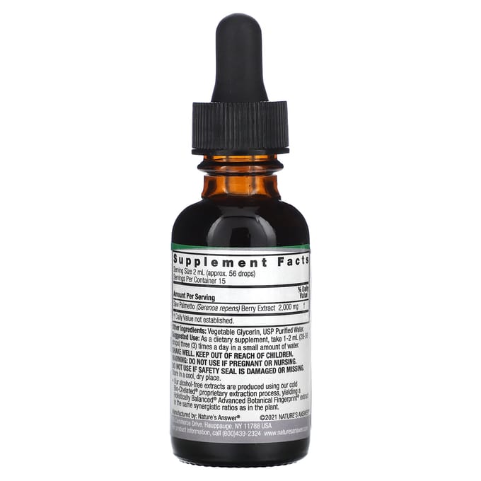 Nature's Answer, Zaagpalmextract, Alcoholvrij, 2.000 mg, 30 ml(1 fl oz)