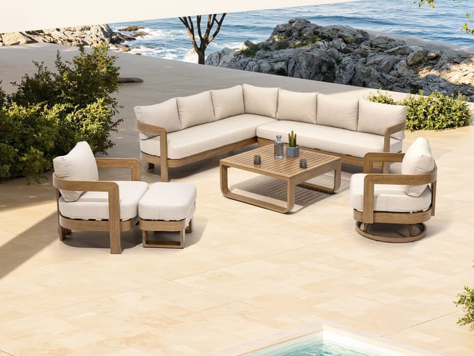 Relaxstoel Santiago Draaibaar Aluminium Houtlook - 34127