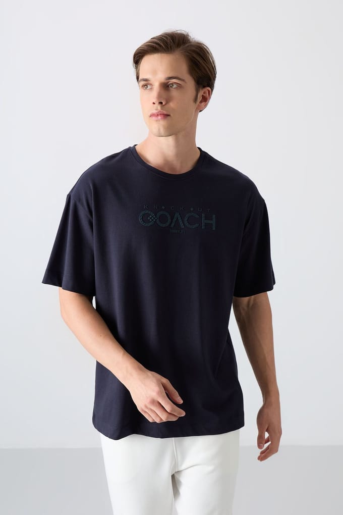 Oversized Logo Patches Crew Neck T-Shirt