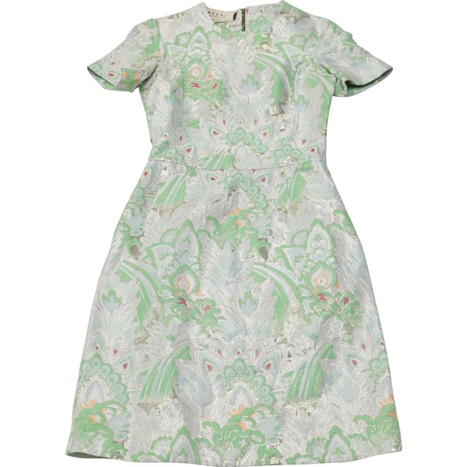 Marni Wintereditie 2012 Brokaat Minijurk in Groen Polyester