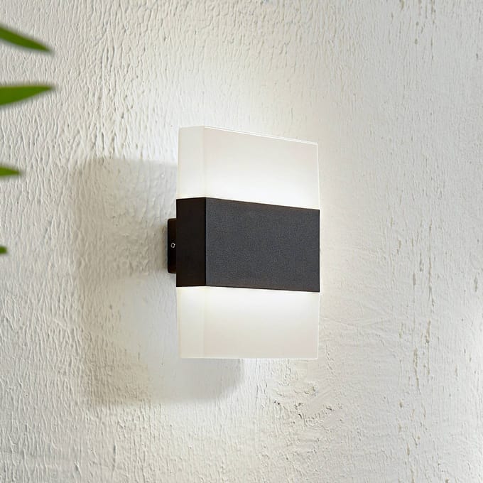 Lindby LED buiten wandlamp Branor, aluminium, antraciet, IP54