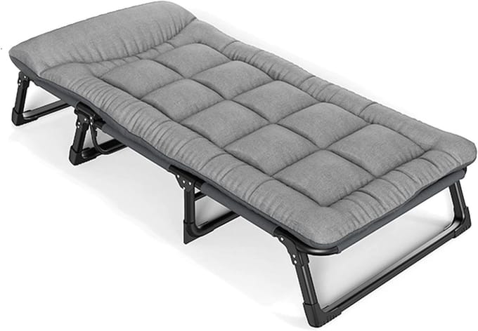 Kampeerbed - Opvouwbaar Bed - Buiten Ontspannen - Verstelbare Rugleuning - 190 cm - Zwart