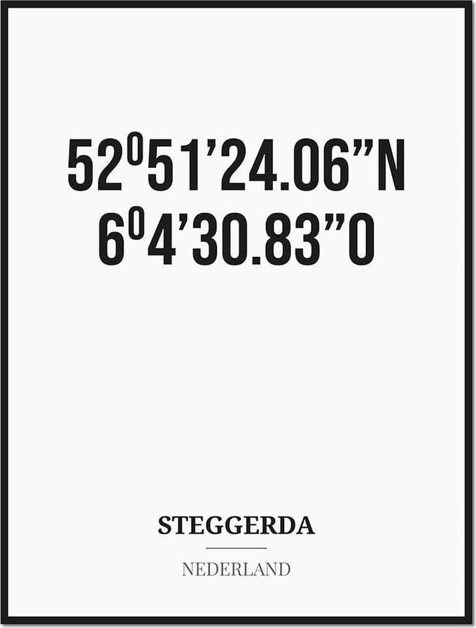 Poster/kaart STEGGERDA met coördinaten