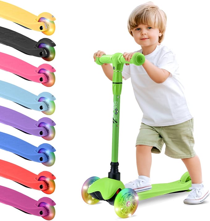 Hurtle Kinderstep - 3 Lichtgevende LED Wielen - Draagbaar - Hoogte verstelbaar - Geel