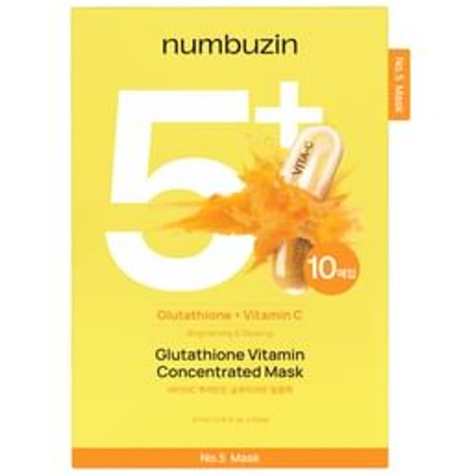 numbuzin - No.5+ Glutathione Vitamin Concentrated Mask Set 10 sheets 2025 Version - 27ml x 10 sheets