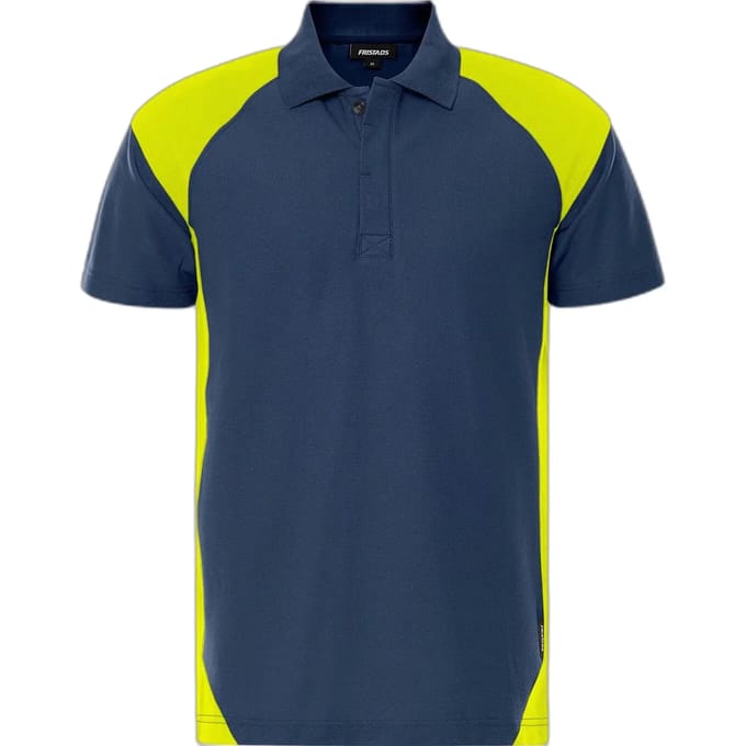 Fristads Heavy poloshirt 7047 GPM - Marineblauw/hi-vis geel - S
