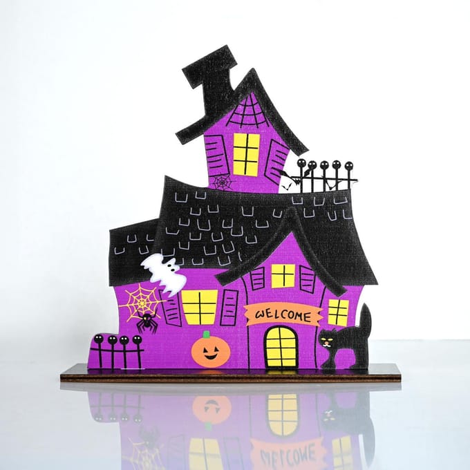 Halloween Scène Decoraties Geestenfeest Bureau Houten Ornamenten Feestdecoraties black