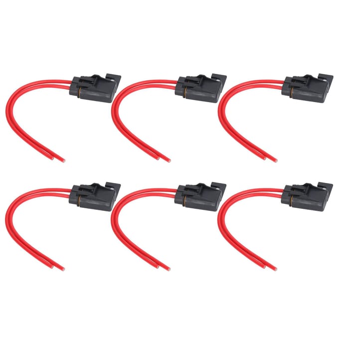 6 Pièces Porte-fusible en ligne IP66 Étanche 12AWG 30A Lame Faisceau de câblage pour Bateau Voiture black