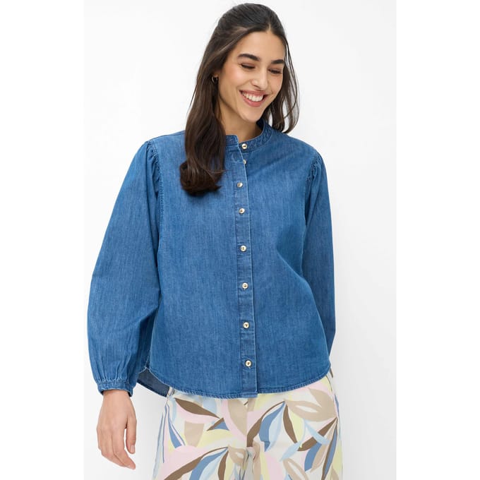 Brax Dames Blouse  Style VALERIA indigo mood, denim blauw regular, maat 40