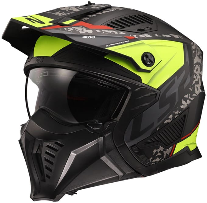 LS2 OF606 Drifter Devor Matt Black H-V Yellow Multi Helmet - Maat S - Helm