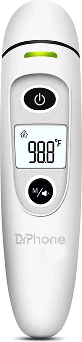 DrPhone ThermoTrack - Lichaam Thermometer - Via Oor/Hoofd meten - LED-scherm - Automatische uitschakeling – Koortsthermometer – Temperatuurmeter - Wit