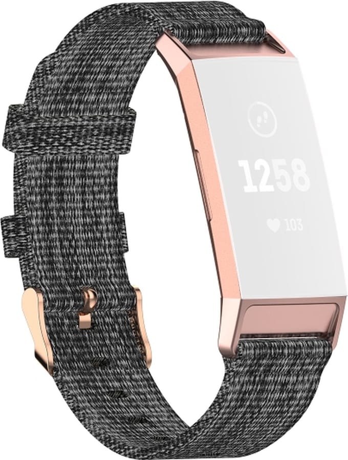 Nylon bandje - geschikt voor Fitbit Charge 3 / Charge 4 - donkergrijs