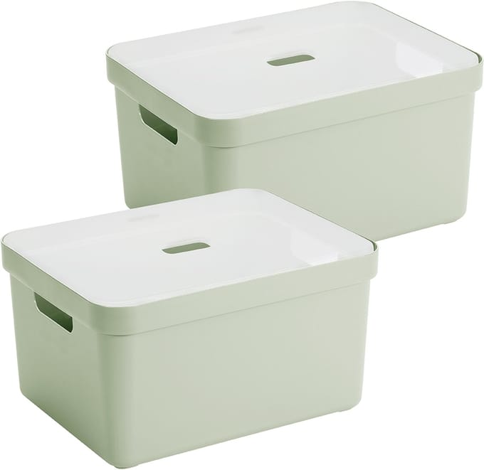 Sunware Sigma Home opbergbox 32L - Set van 2 - Lichtgroen/Transparant
