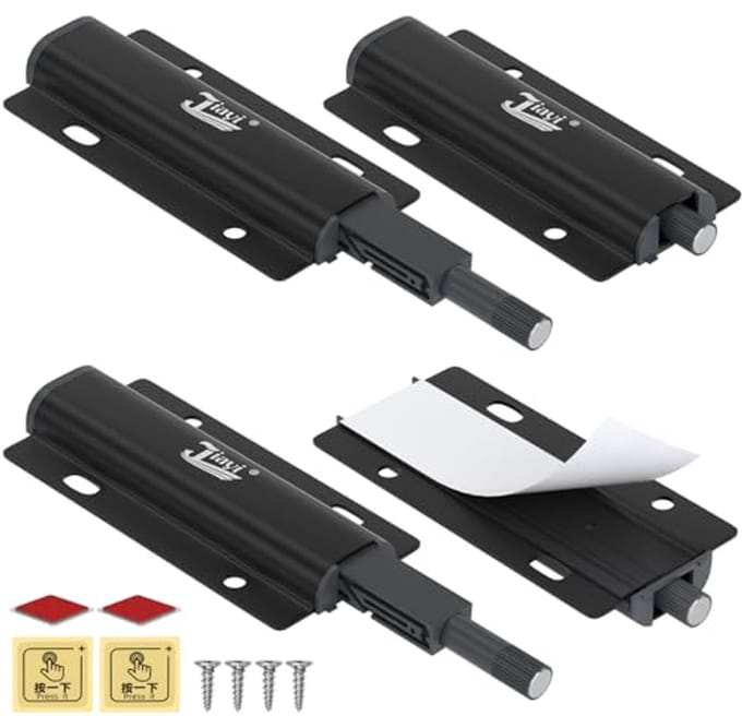 Magnetische Push Open Deurvanger voor Kast en Lade - 4 Pack Zwart