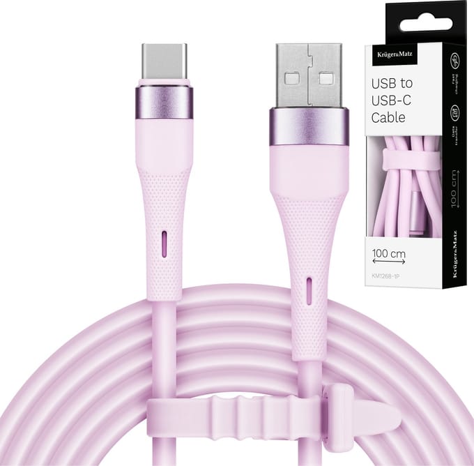 Krüger&Matz Basic - USB-C-kabel - Silikon - 1m - Roze