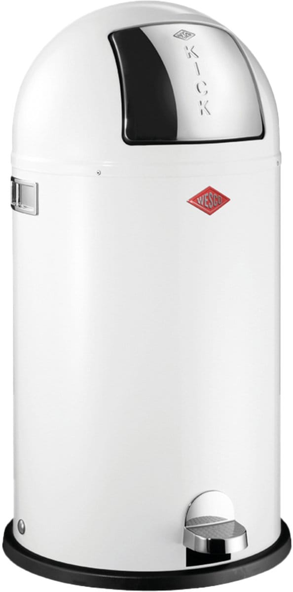 WESCO Kickboy Prullenbak | Pedaalemmer | 40 Liter | Metaal - Wit | Afvalbak - Made in Germany