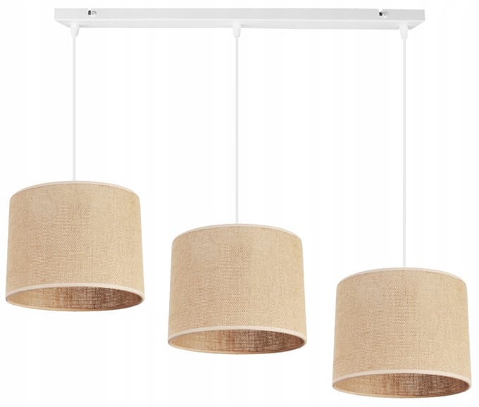 Light Home JUTA - Hanglamp 3-Lichts Balk - Stoffen Kap Ø20 cm - Beige - E27