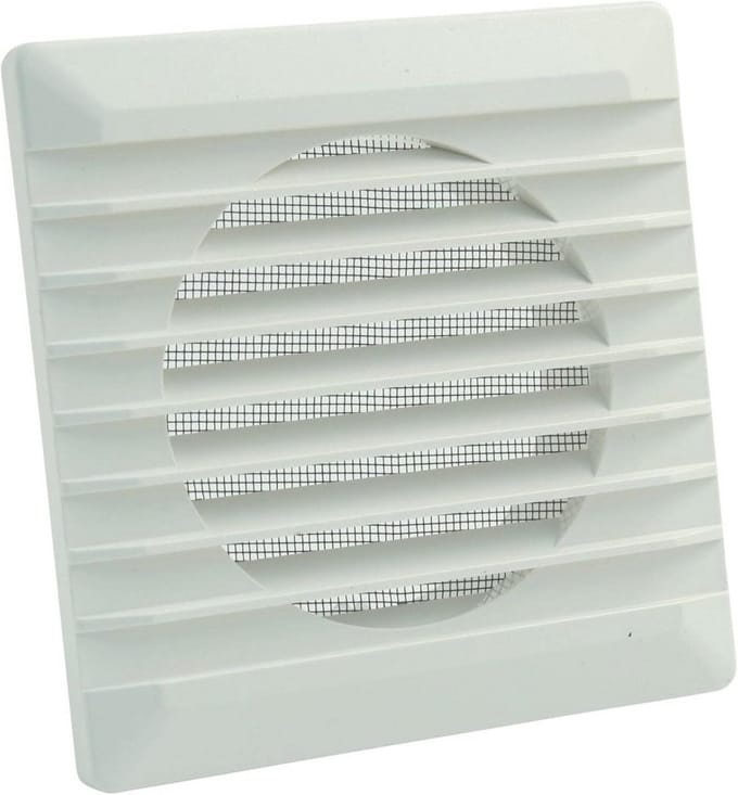 Ventilatierooster met Vliegengaas voor Buisdiameter 100 mm Wit