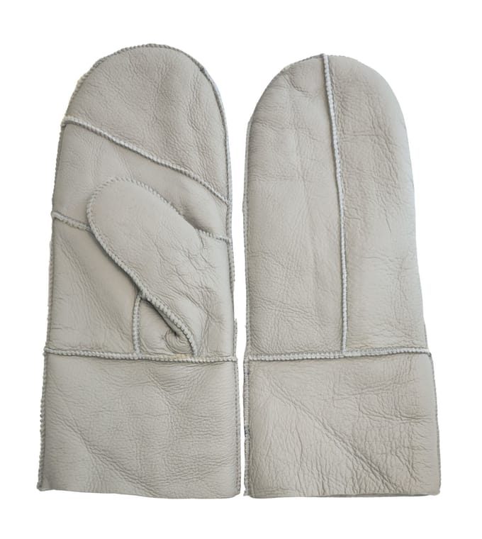 Dames Grijze Echte Echte Schapenvacht Leren Wanten Warme Handschoenen