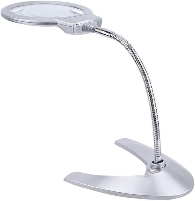 Vergrootglas met LED - Tafelvergrootglas Bureau - Hobby's en Werk - Flexibele Arm - 25X 5X Lens