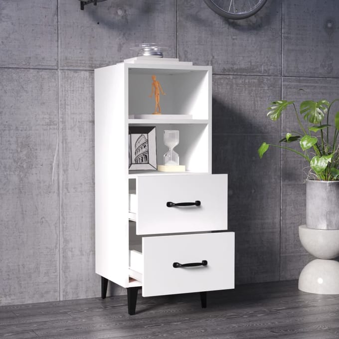 vidaXL - Dressoir - 34,5x34x90 - cm - bewerkt - hout - wit