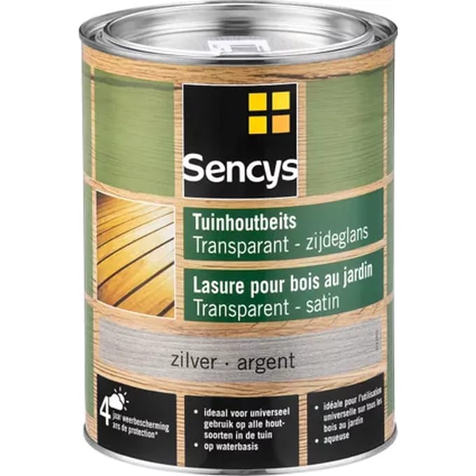 Sencys Tuinhoutbeits Semi-transparant Metal Silver 2,5l