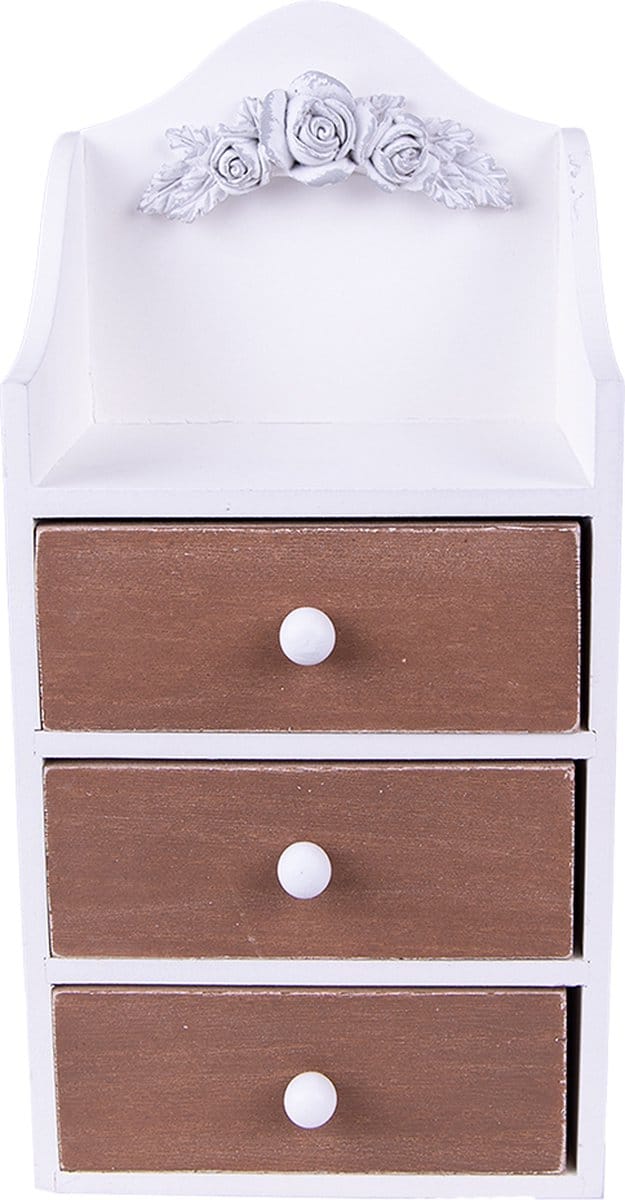 Clayre & Eef Ladekastje 13x9x27 cm Wit Bruin MDF