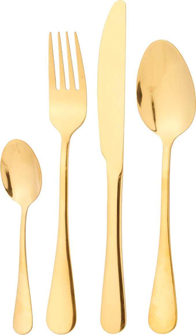 Infinity Goods Bestekset - Goud - 24-Delig - 6 Persoons Bestek - Mes/Lepel/Vork - RVS - Goud