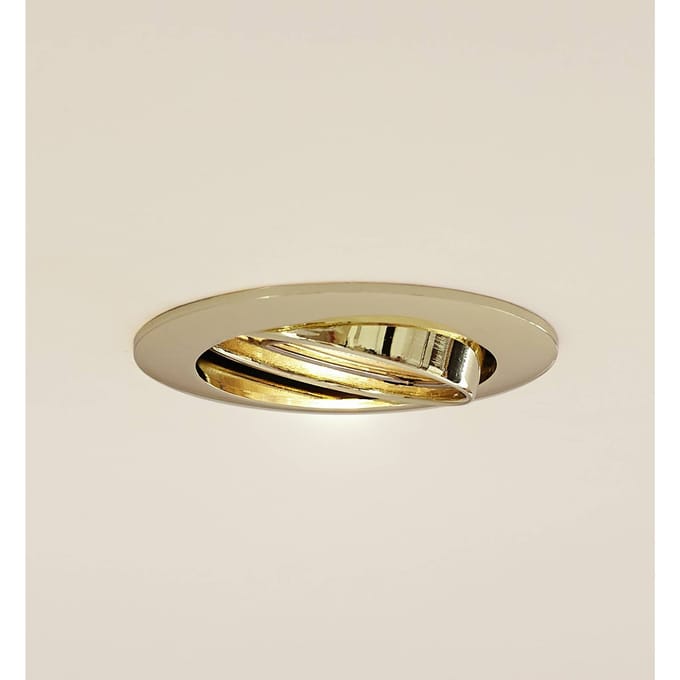 Prios plafond inbouwlamp Fibur, goud, aluminium, Ø 8,2 cm