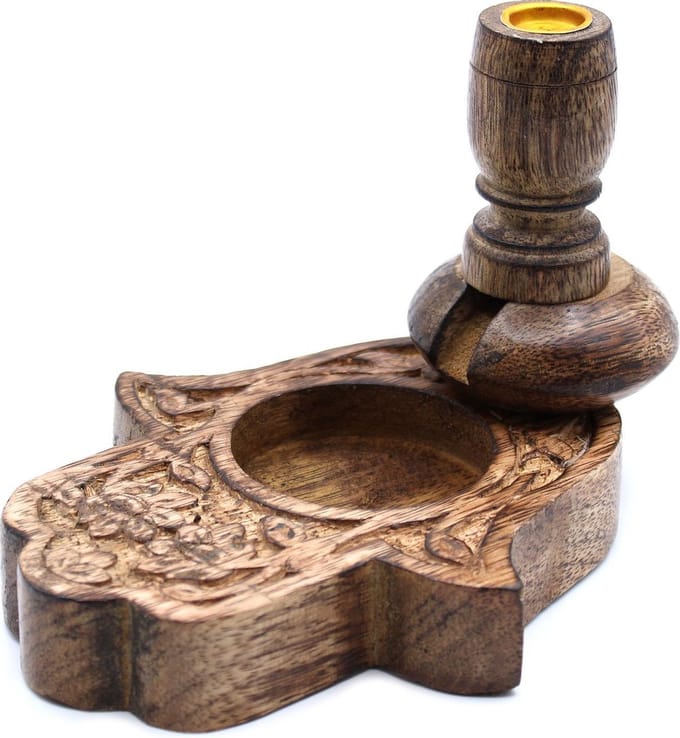 Kleiner Mango Holz Räuchergefäß - Hamsa 2. Stuks