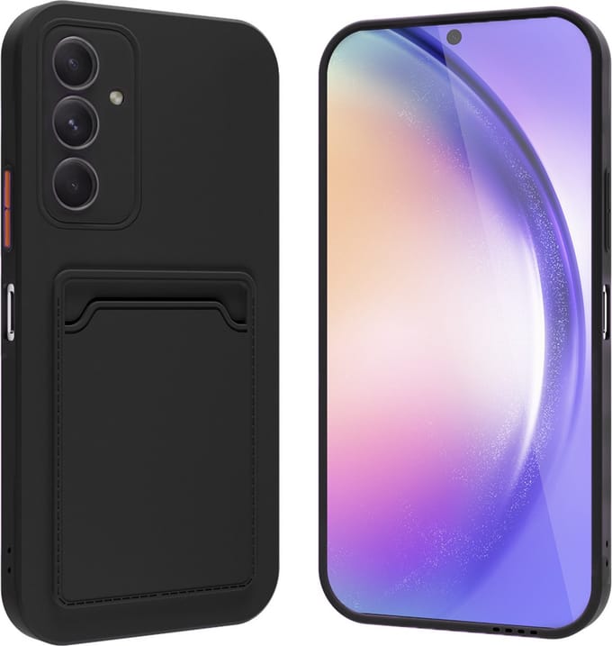 ShieldCase Silicone Hoesje met Pasjeshouder – Geschikt voor Samsung Galaxy A34 5G – Zwart