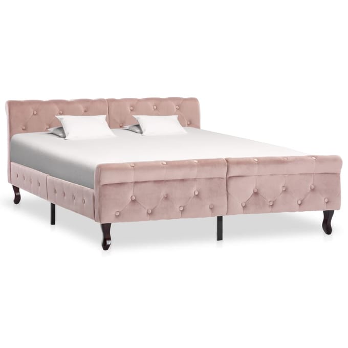 vidaXL - Bedframe - fluweel - roze - 140x200 - cm
