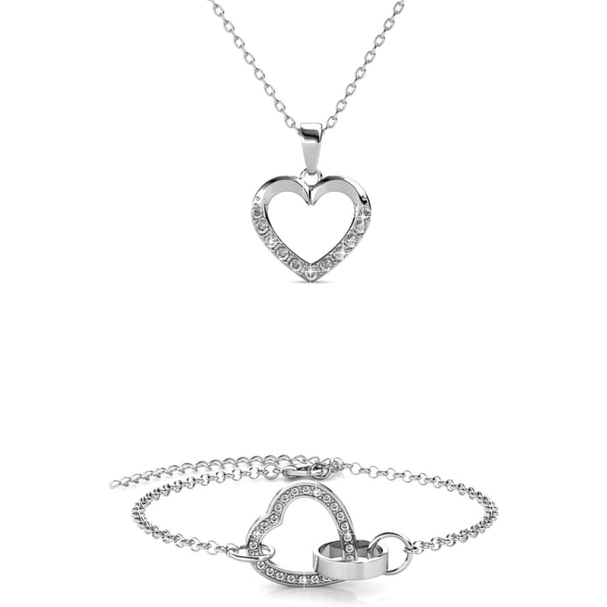 Locked Heart Ketting Sets - Zilver en Kristal