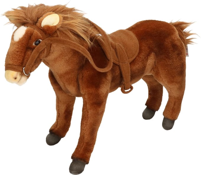 Hansa pluche paard knuffel - met zadel - 37 cm - dieren knuffels