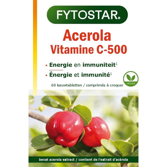 Fytostar Acerola C 500 – Voor weerstand - Vitamine C - 60 kauwtabletten