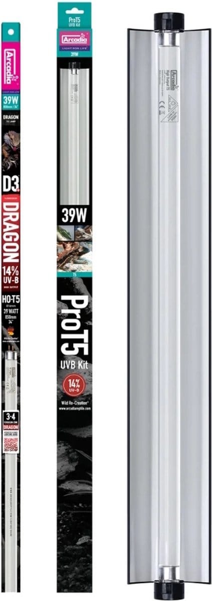 Arcadia Pro T5 UVB Kit - UVB TL Verlichting Terrarium 39W - 14% UVB