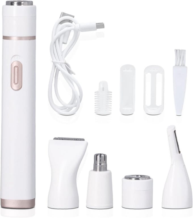 Elektrisch Scheerapparaat - Damesontharer - Gladde Huid - 5 Multifunctionele Koppen - USB Oplaadbaar - Wit