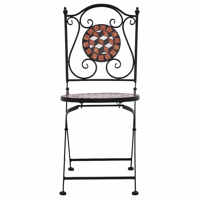 vidaXL - Mozaïek - klapstoelen, - 2 - stuks, - bruin - keramiek