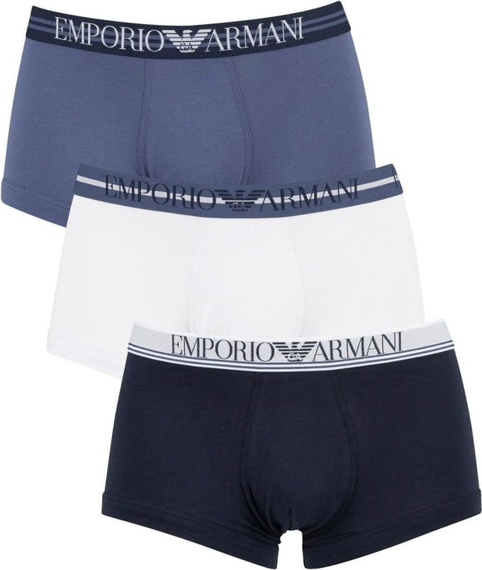 Emporio Armani - Heren - 3-pack Trunk - Donkerblauw, Wit - XL