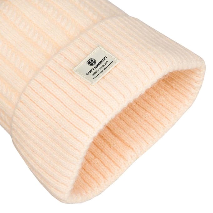 Peterson - Dames Muts - Beanie - Prążkowany Beż - Pompon